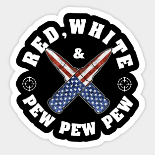 American Flag Bullet Red White And Pew Pew Pew Sticker